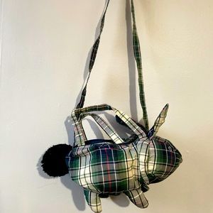 Zara Girls Green/Blue Plaid/Tartan Rabbit Bag